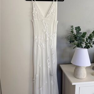 White Mesh Floral cover up